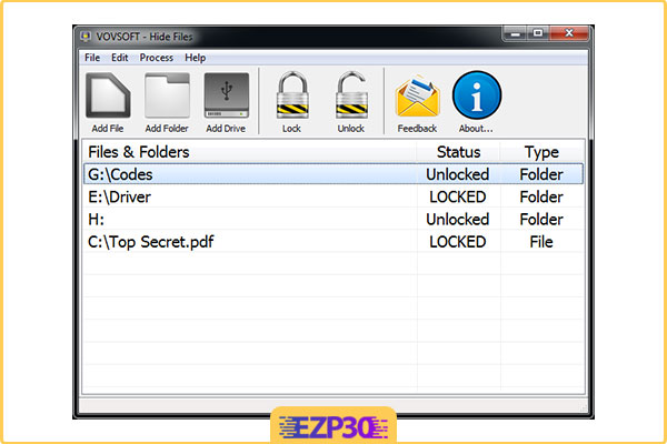 دانلود VovSoft Hide Files نرم افزار قفل گذاری فایل